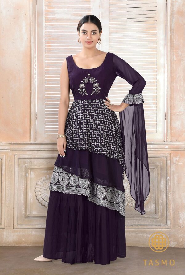 TM 4004 - Long Beaded Maroon Dress