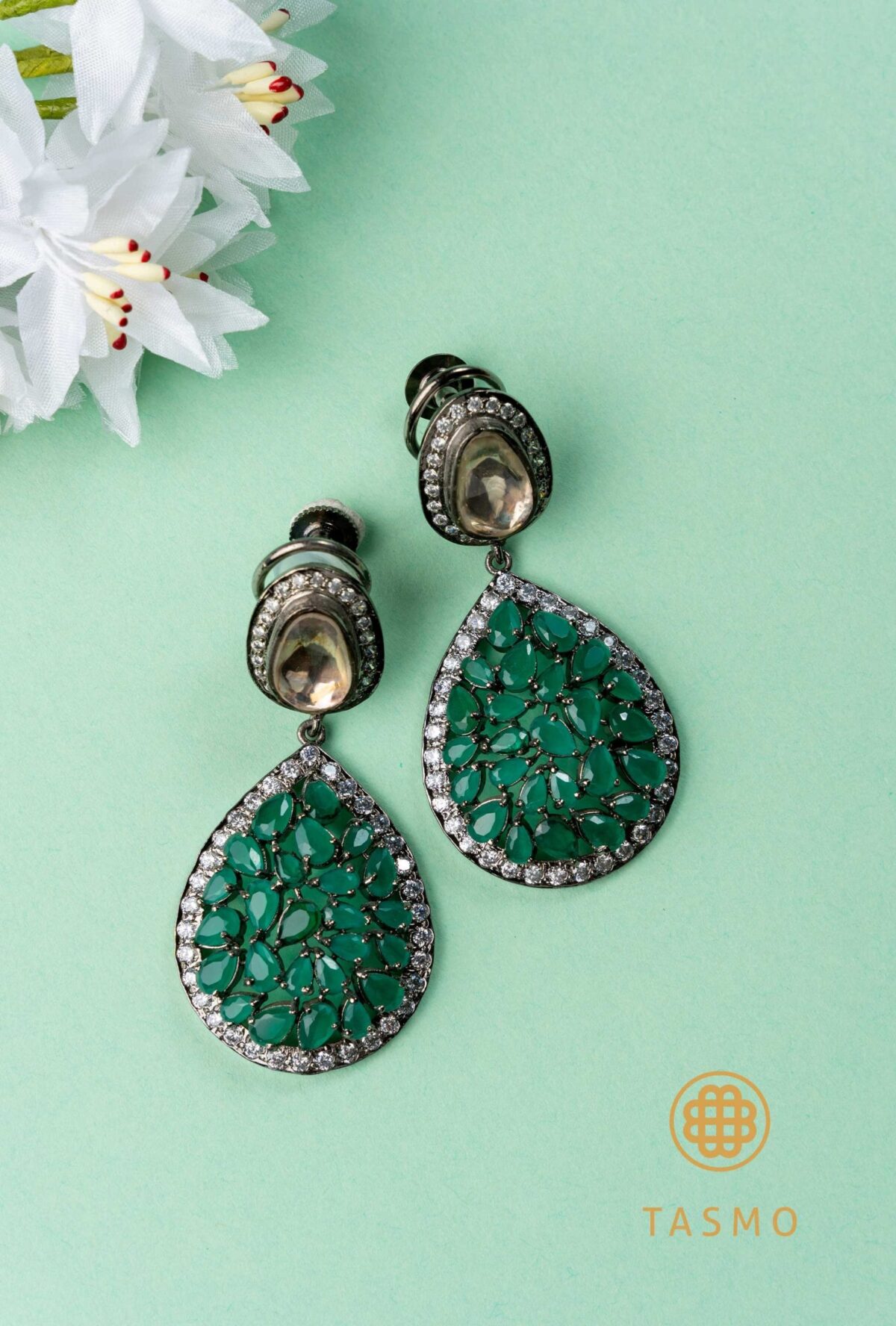 TM 6230 - Luxury Green Stone Earring