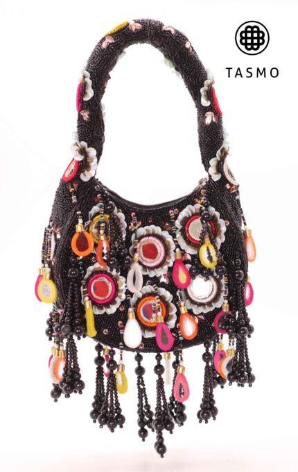 TM 7960 - Fully Beaded Black Handbag