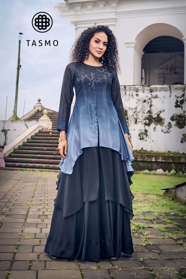 TM 4027/B - A Symphony of Plum Satin and Graceful Layers, Radiating Timeless Royal Elegance.