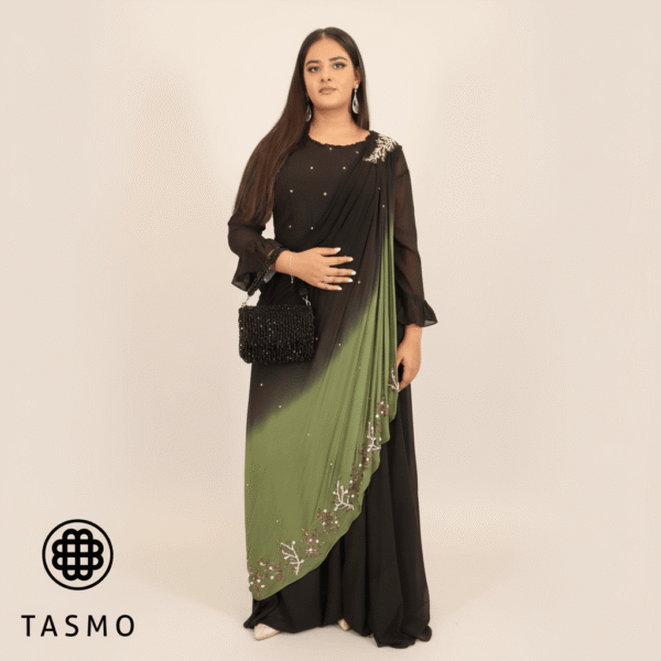 TM 5012 - Luxe 2-Tone Drape Gown