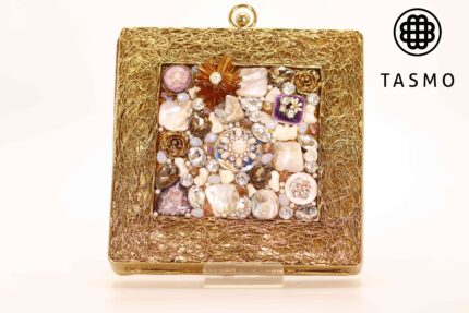 TM 7966 - Artisanal Brass & Crystal Minaudière: A Floral Tapestry of Exquisite Craftsmanship